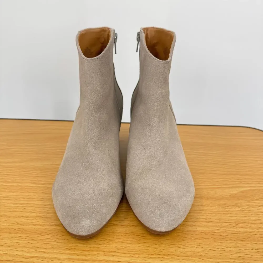 Nine West Tristan boots women's 8.5 ankle western tan suede leather block heel